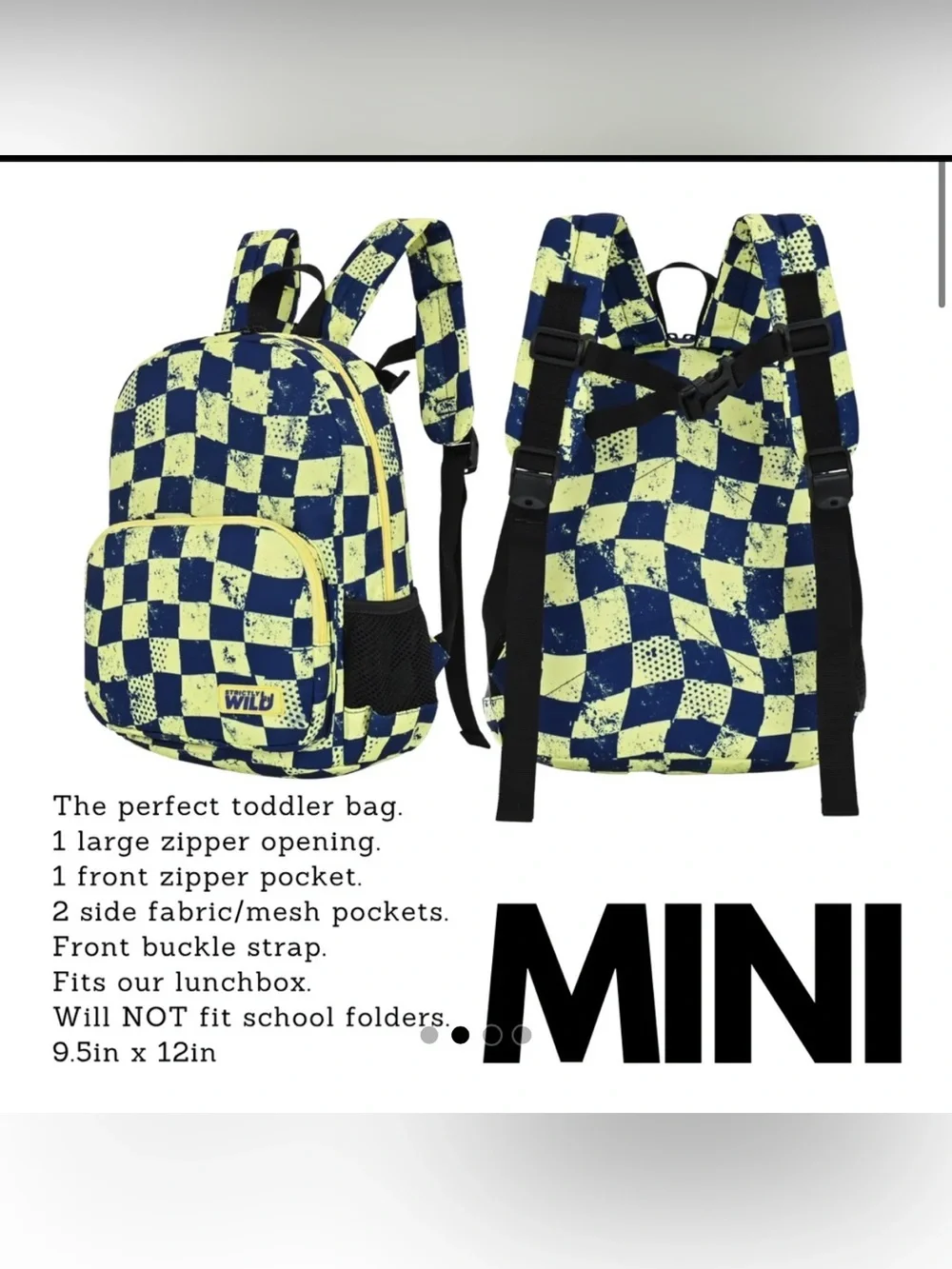 Gate Drop Checker Mini Backpack in Neon Yellow & Navy